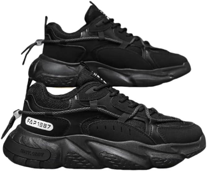 

Мужские повседневные спортивные кроссовки для бега, дышащие низкие кеды на шнуровке, верх из ПУ и тканевая подкладка - для всех сезонов Hoalox, черный