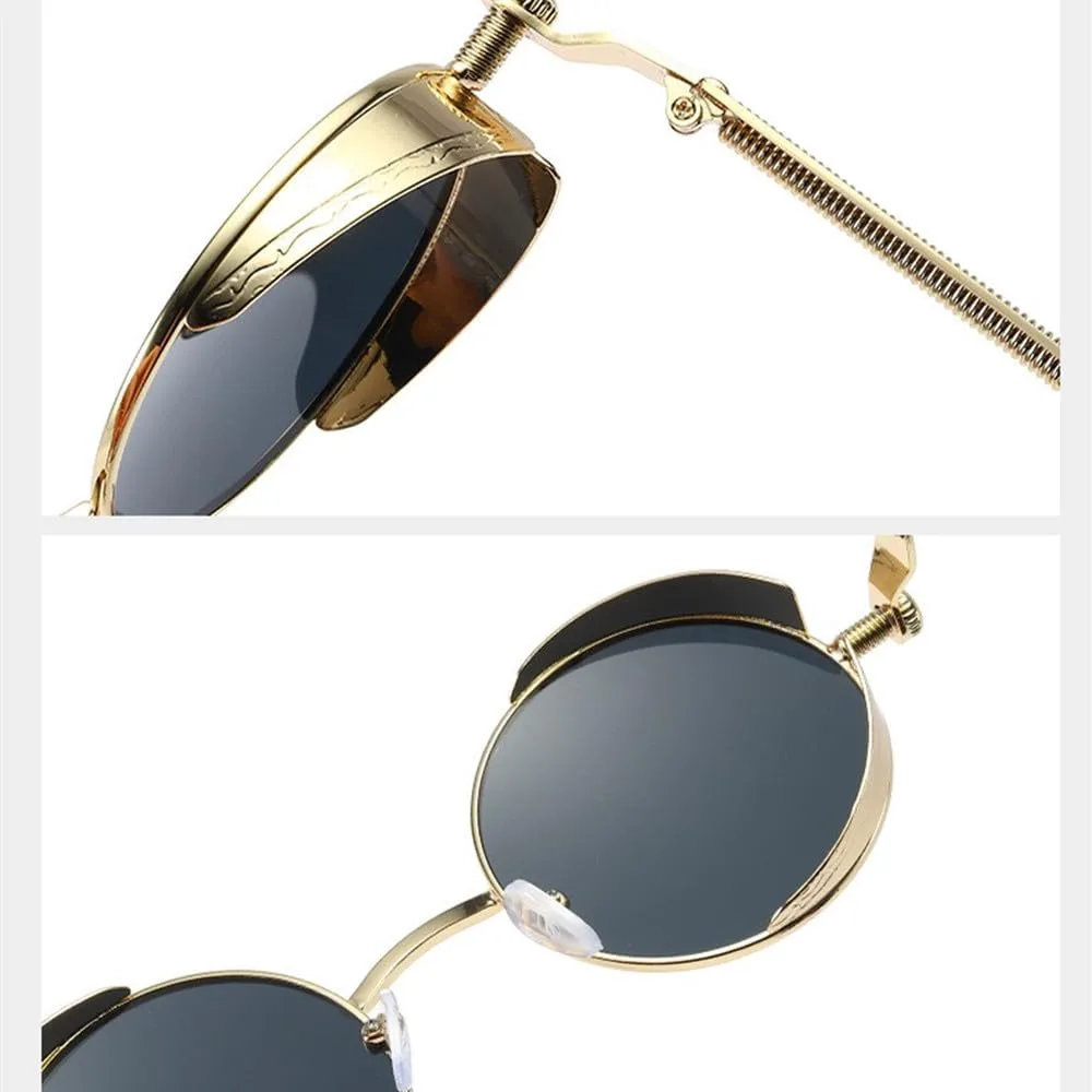 

Металлические солнцезащитные очки в стиле стимпанк для мужчин и женщин, модные круглые очки, винтажные солнцезащитные очки высокого качества HVTVTLA, Gold Tea