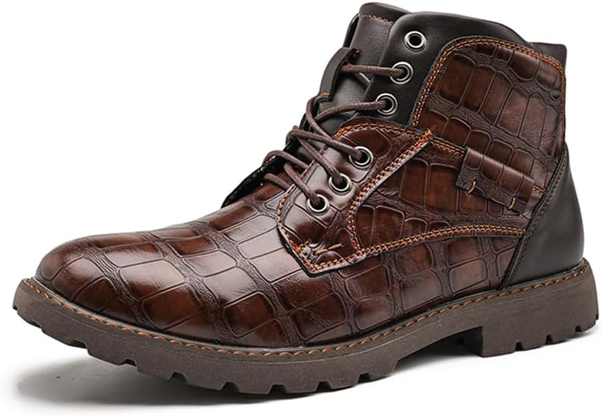 

Мужские ретро-мотоциклетные ботинки Lanverth с боковой молнией и шнуровкой, нескользящие, осенние, повседневные, ботильоны, 7799 Brown