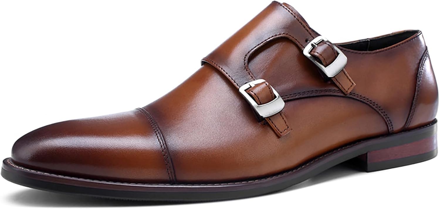 

Мужские классические лоферы из настоящей полированной кожи с одной пряжкой, без застежки, стильные туфли, черные, размер 46 Qaxzesa