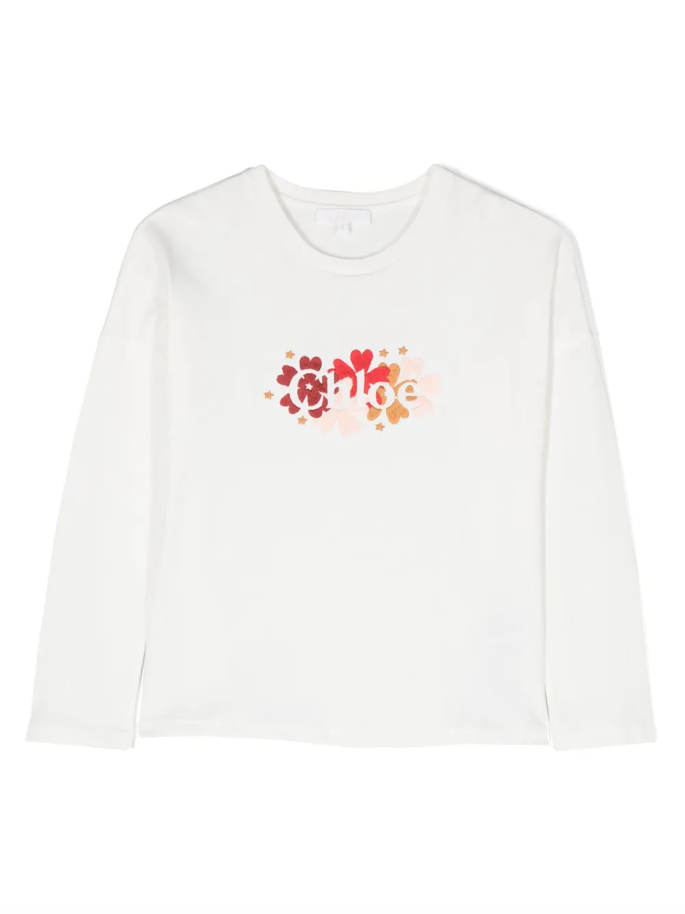 

Футболка из органического хлопка с вышитым логотипом Chloé Kids, белый