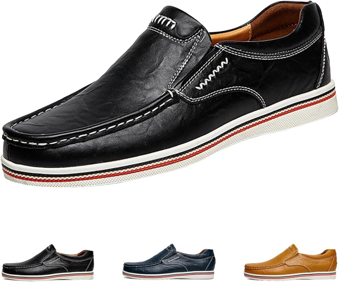 

Мужские кожаные слипоны для повседневной и деловой носки, винтажные модные легкие нескользящие оксфорды для вождения и прогулок Blackeeight, черный