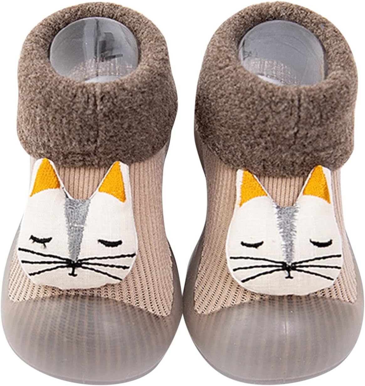 

Детские ботинки для малышей с животным принтом, милые флисовые ботинки с низким каблуком, нескользящие теплые ботильоны для первой зимней ходьбы Generic, A