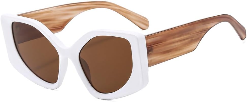 

Женские солнцезащитные очки «кошачий глаз» в винтажном стиле с отделкой под дерево, роскошные женские солнцезащитные очки с защитой от УФ-излучения UV400 LVTFCO, White