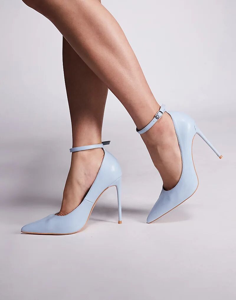 Туфли Public Desire Chantilly на высоком каблуке с ремешками на щиколотке нежно-голубого цвета