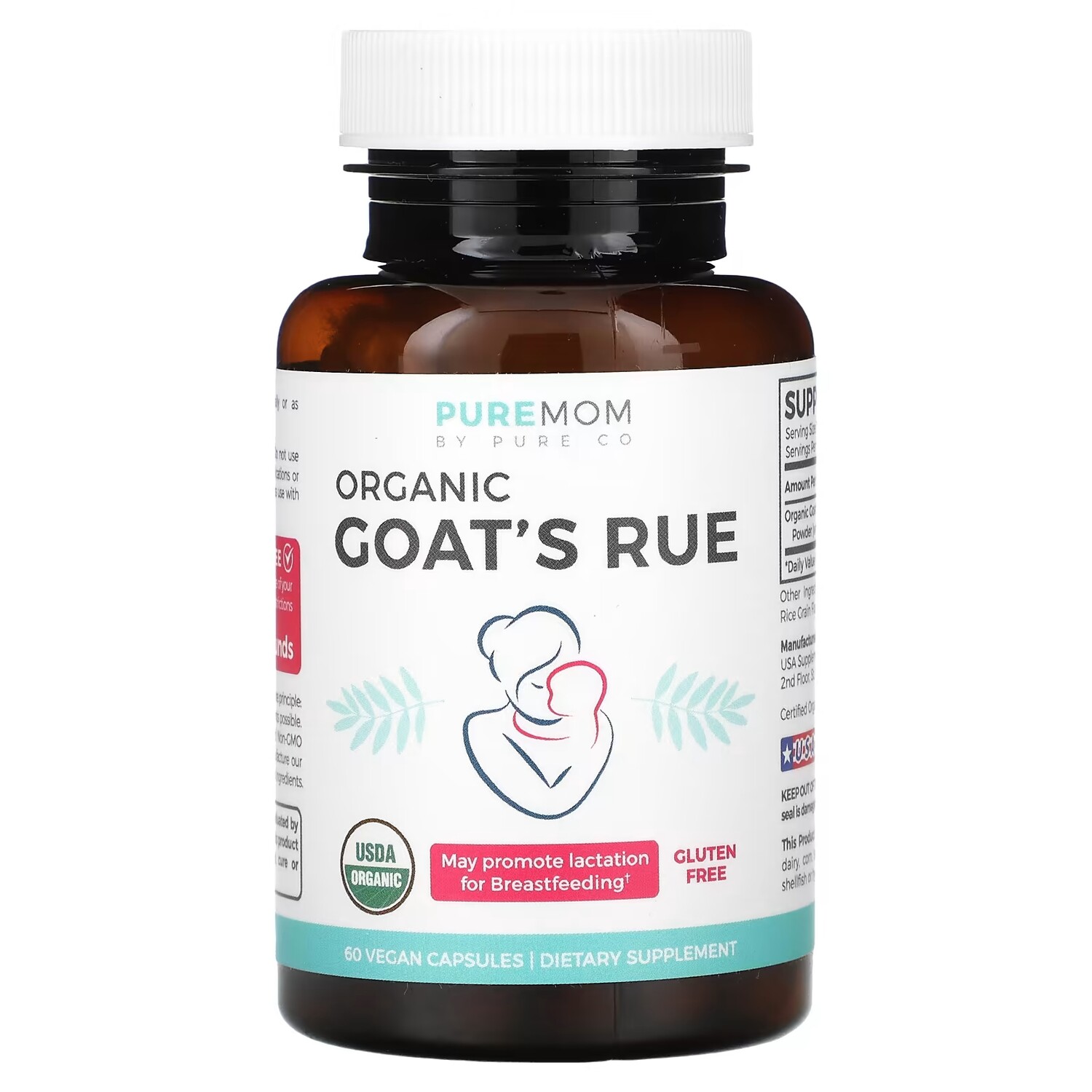 

Добавка Pure Co. Pure Mom Organic Goat's Rue, 60 веганских капсул
