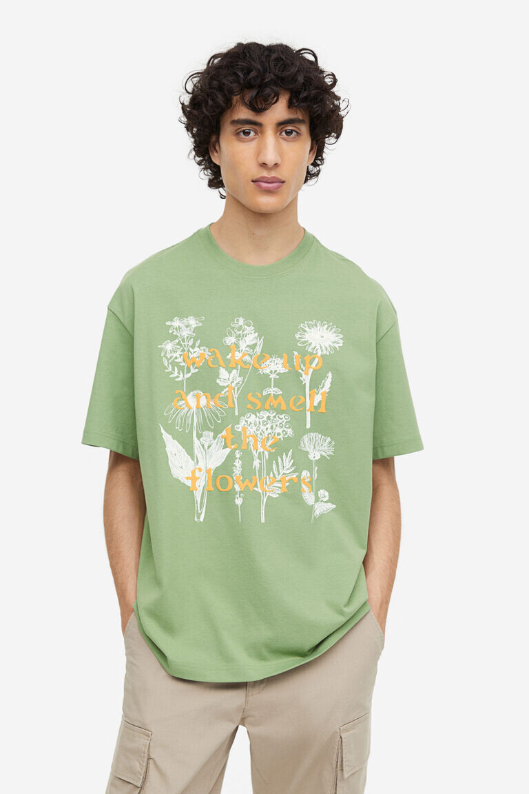 

Свободная футболка с принтом H&M, зеленый