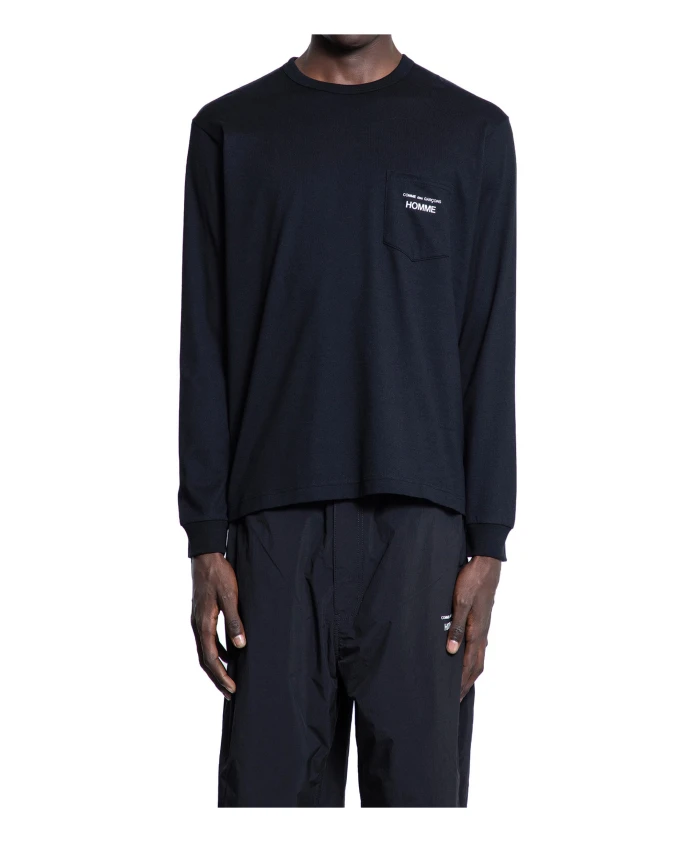 

Черная хлопковая трикотажная футболка с вышитым логотипом Comme Des Garã§Ons, черный