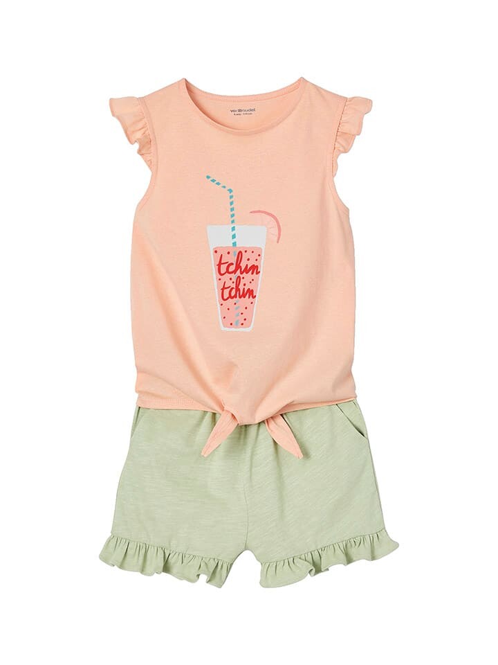 

Футболка vertbaudet 2tlg Outfit, цвет grün/orange