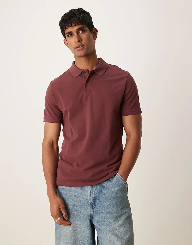 

Базовое поло ASOS DESIGN из пике бордового цвета