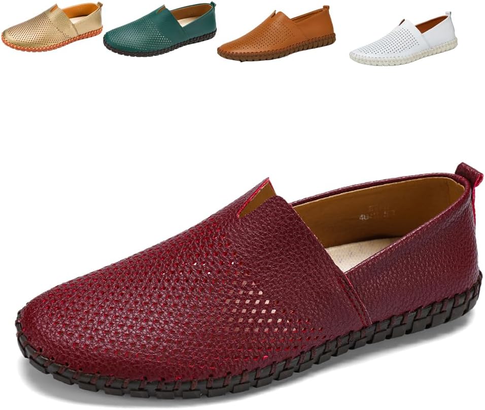 

Мужские кожаные мокасины для вождения, повседневные слипоны Noblespirit, темно-красный