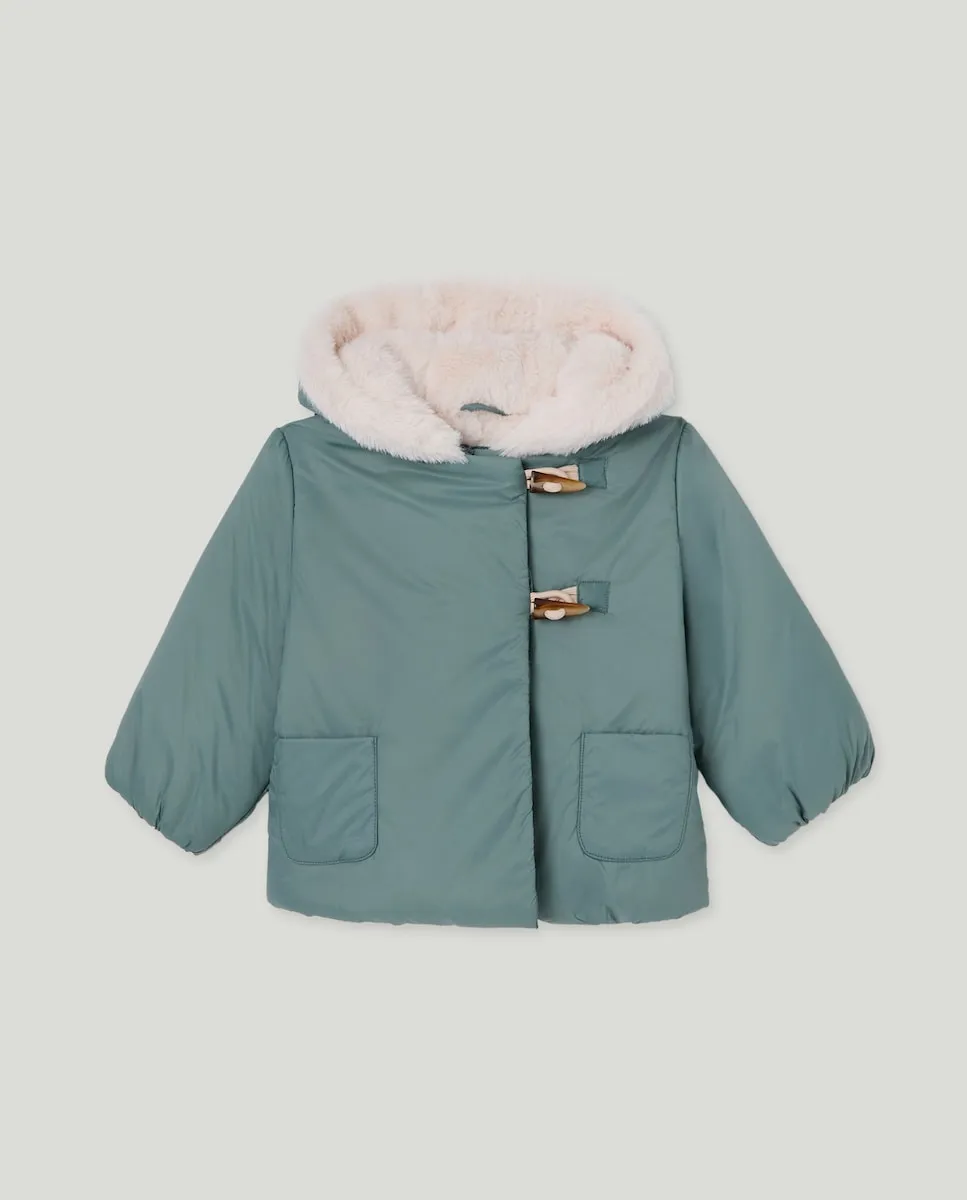 

Теплая парка для девочки с капюшоном и застежками-ласо Baby El Corte Inglés, нежно-голубой