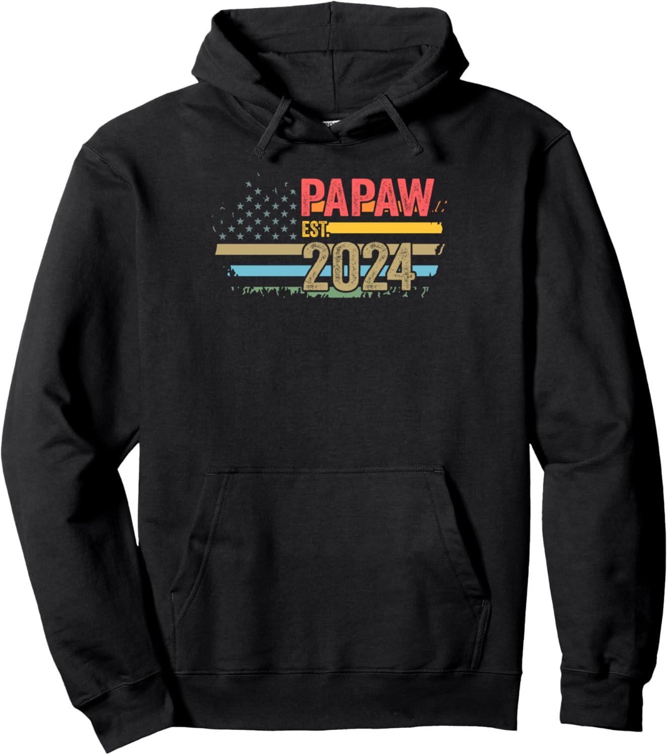 

Papaw est 2024 Толстовка с капюшоном с американским флагом papaw, черный Papaw & Grandfather Gift