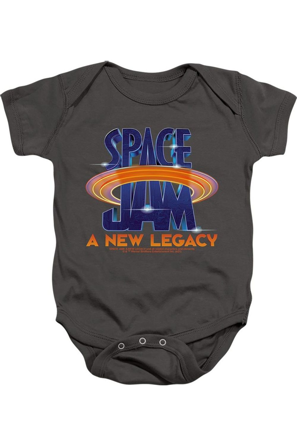 

Детский комбинезон на кнопках с логотипом «Космический джем 2» Gildan, charcoal