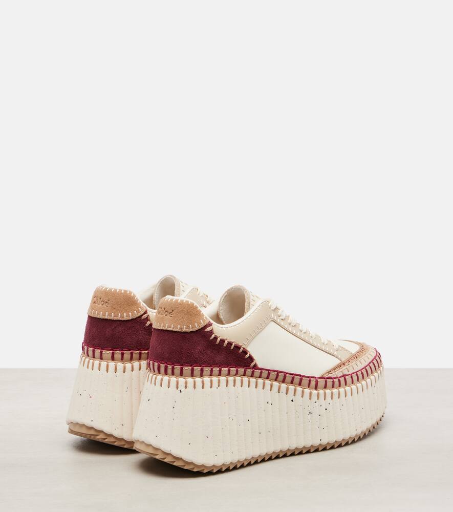 Кроссовки на платформе из кожи с отделкой из замши Chloé, Beige-Purple 1 — фото 2