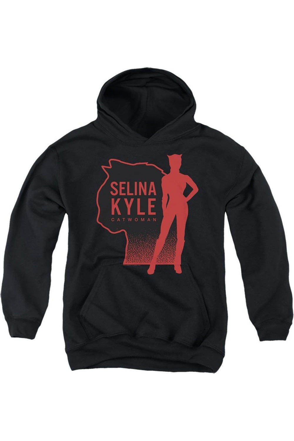 

Батмен: худи с капюшоном для молодежи Селена Кайл Женщина-кошка Gildan, черный