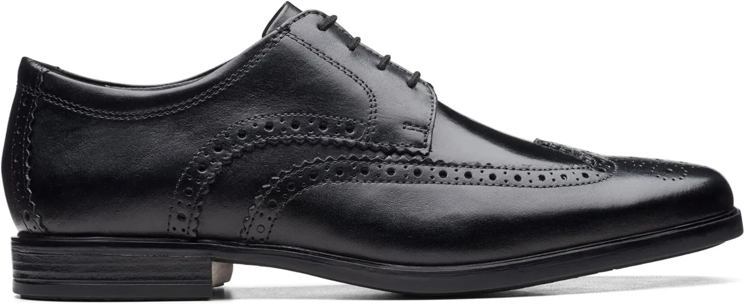 Мужские кожаные классические туфли Clarks Howard Wing, черный/черный — фото 2