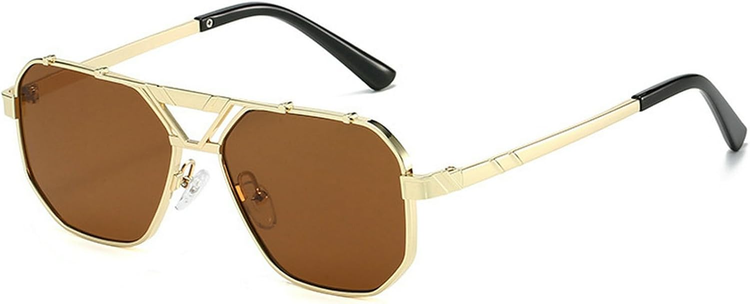 

Модные солнцезащитные очки Polygon Pilot для женщин, трендовые солнцезащитные очки с полой плоской верхней частью для мужчин, винтажные солнцезащитные очки с градиентными линзами для вождения mincl, C2