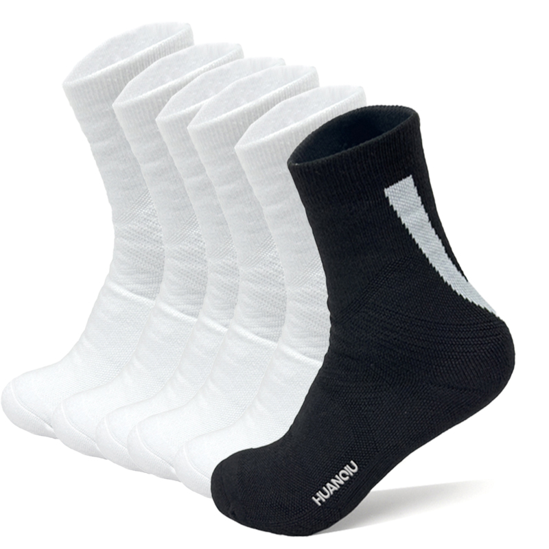 

Унисекс носки до колена HUANQIU, 6 pack (белый *5+черный *1)
