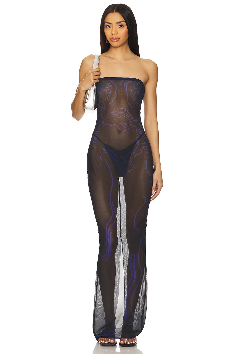 

Платье из сетки с раковиной "Venus" Di Petsa, black with blue print