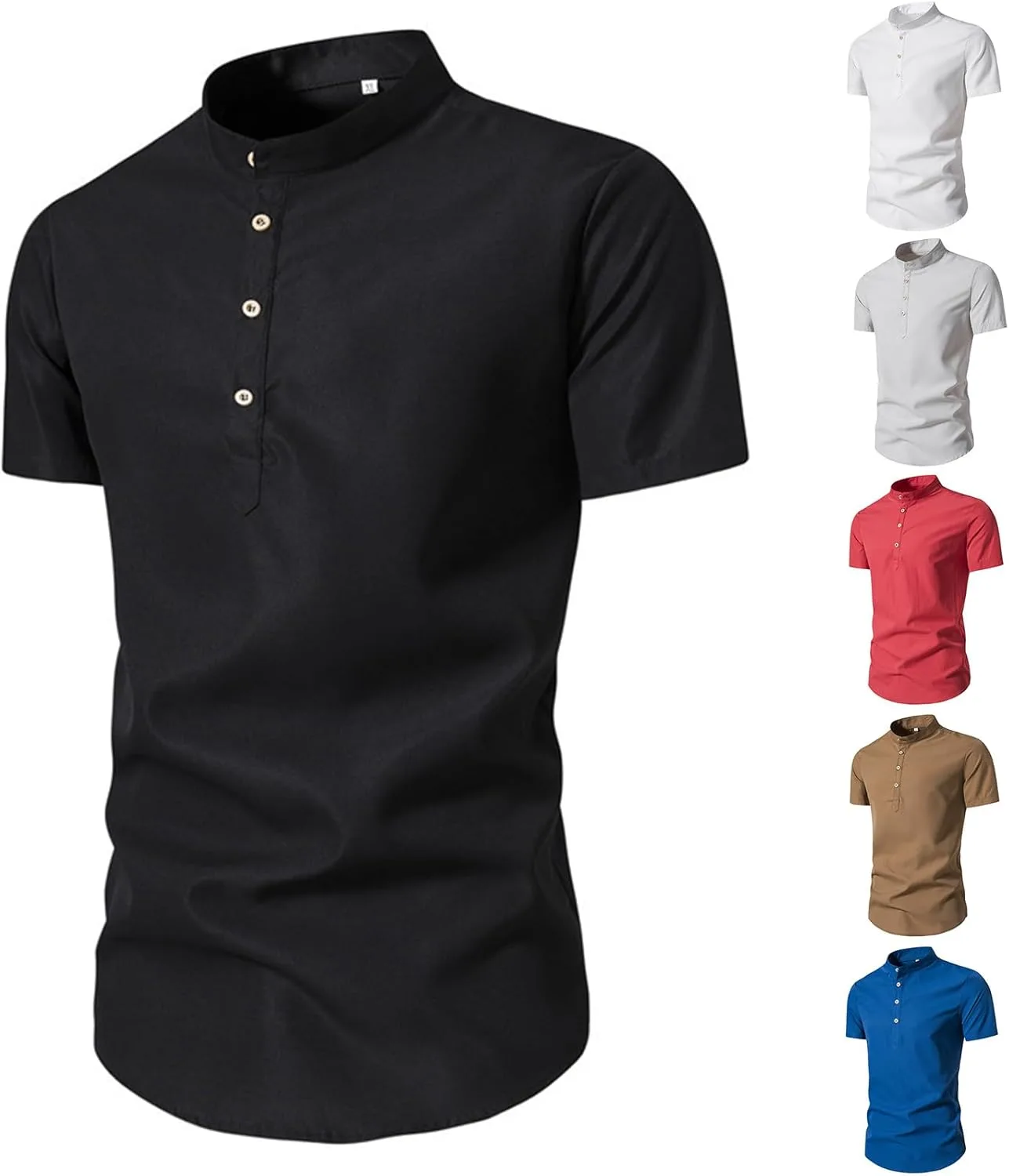 

Мужская хенли с коротким рукавом и воротником-стойкой RSZGSWS