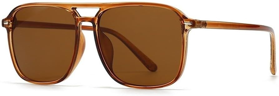 

Модные женские солнцезащитные очки с двойной перемычкой, квадратной формы, защита от УФ-излучения UV400, ретро-стиль, заклепки. Мужские солнцезащитные очки желто-зеленого цвета SKFGNX, Brown Tea