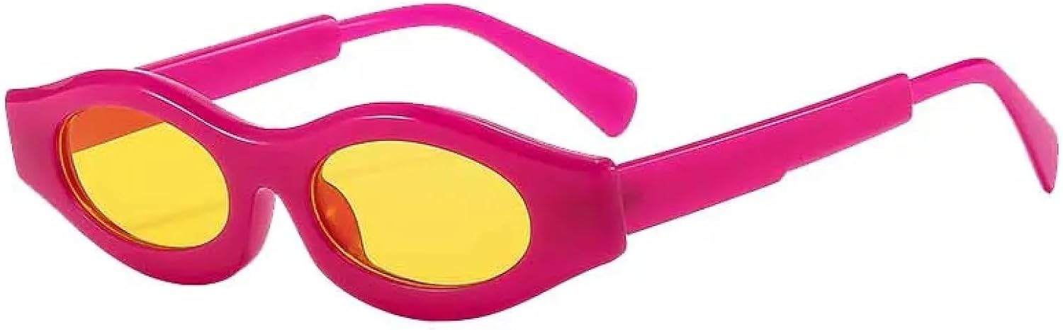 

Винтажные панк-солнцезащитные очки маленького овального размера для мужчин и женщин, модный тренд, очки для вождения с защитой от УФ-излучения UV400 TKKTLLT, Purple Yellow