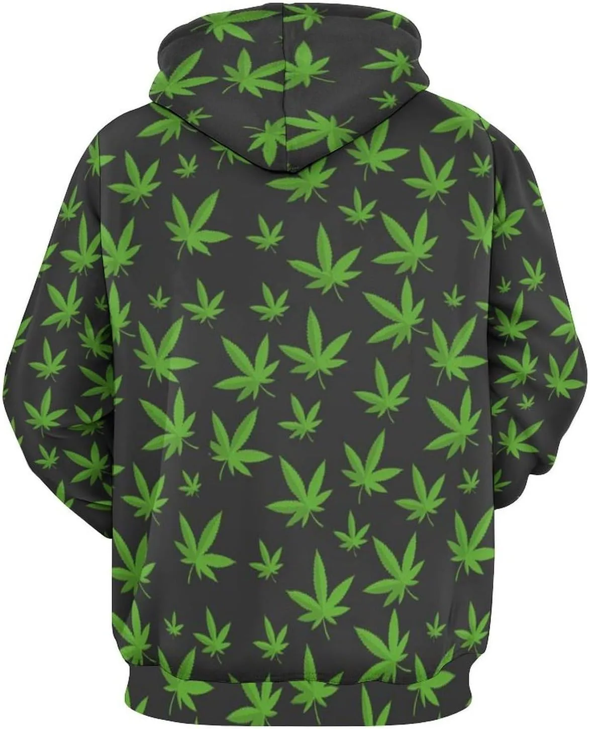 Толстовка с капюшоном Weed Leaf Yellow Hoodie для женщин и мужчин, модный пуловер, дышащая, с капюшоном, влагоотводящая, мягкая Generic, зеленый — фото 3