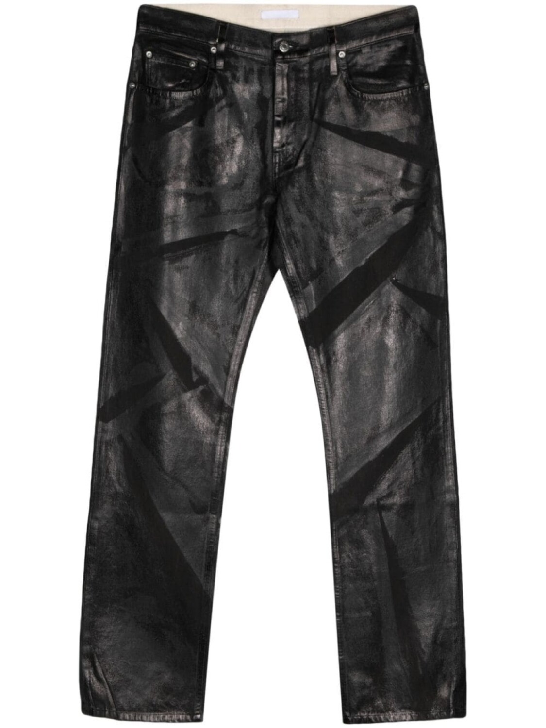 

Helmut Lang джинсы прямого кроя с низкой посадкой и фольгированным принтом, черный