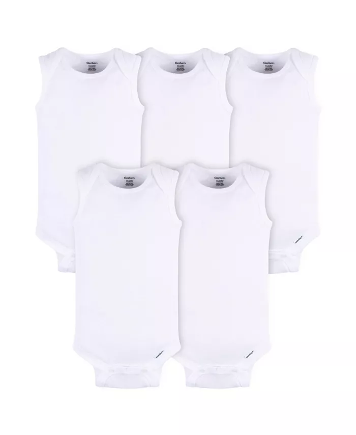 

Белые комбинезоны без рукавов для мальчиков и девочек, упаковка 5 шт Gerber, белый