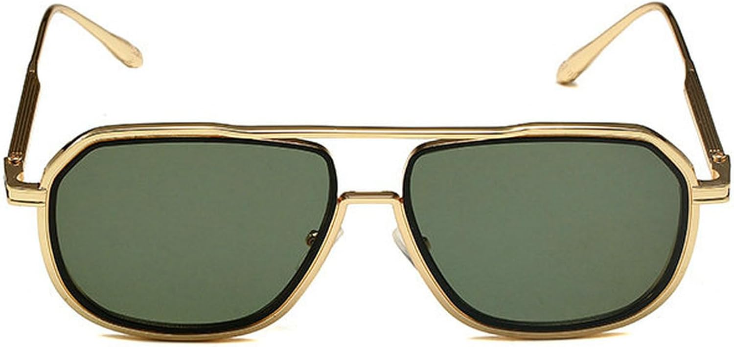 

Солнцезащитные очки COTIA квадратной формы для мужчин и женщин, модель «пилот», с двойной перемычкой, металлическая оправа, ретро-панк стиль, солнцезащитные очки для активного отдыха, Green