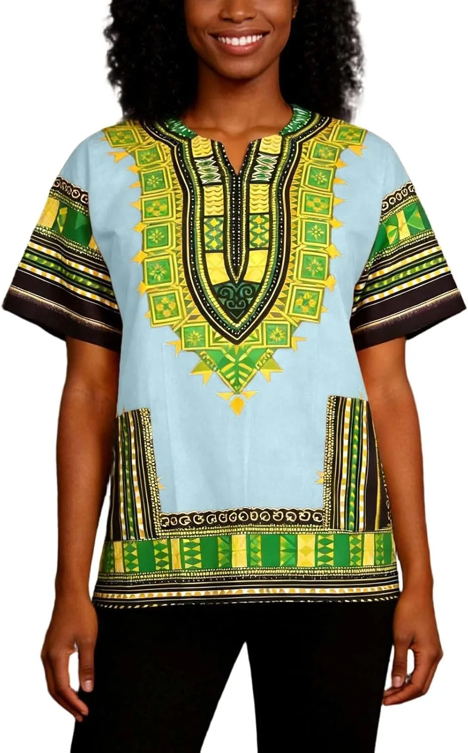 Футболка Unisex с коротким рукавом в стиле Dashiki, Plus Size — фото 2