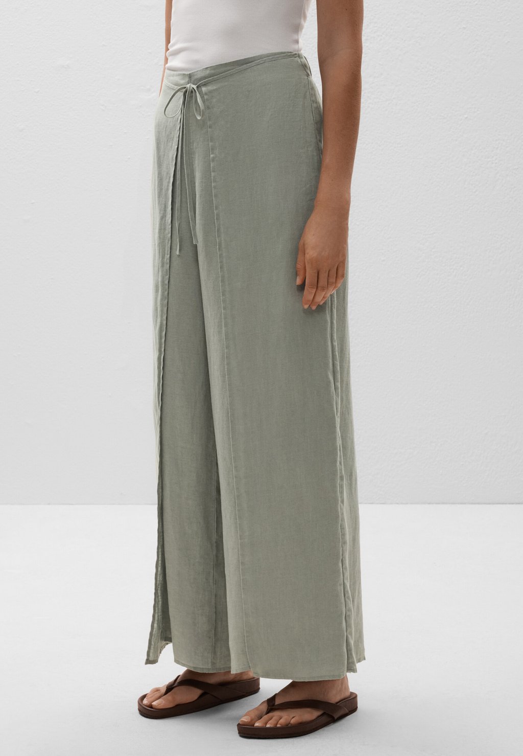 

Брюки LINEN LAYERED STRAIGHT-LEG OYSHO, бирюзовый