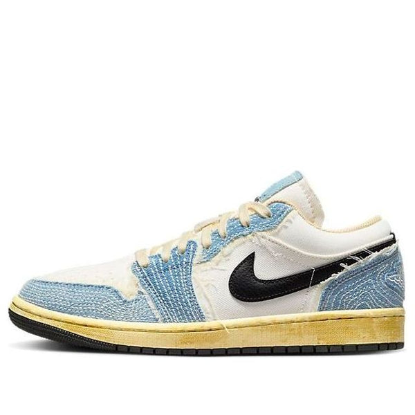 

Кроссовки Air Jordan 1 Low SE WRMK 'Sashiko Denim', цвет ashen slate/black-pale ivory-sesame