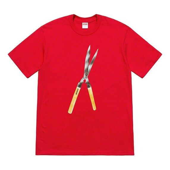 

Футболка ss19 shears tee large printing short sleeve red Supreme, красный