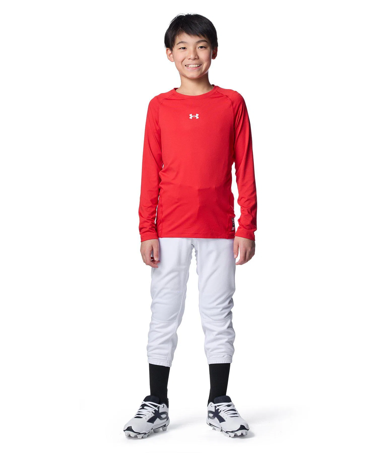 Детская футболка с длинным рукавом Under Armour HeatGear для бейсбола красная — фото 4