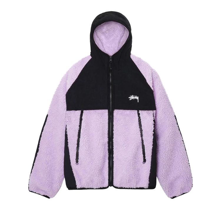 

Куртка Stussy Sherpa Paneled Hooded Jacket Lavender, фиолетовый