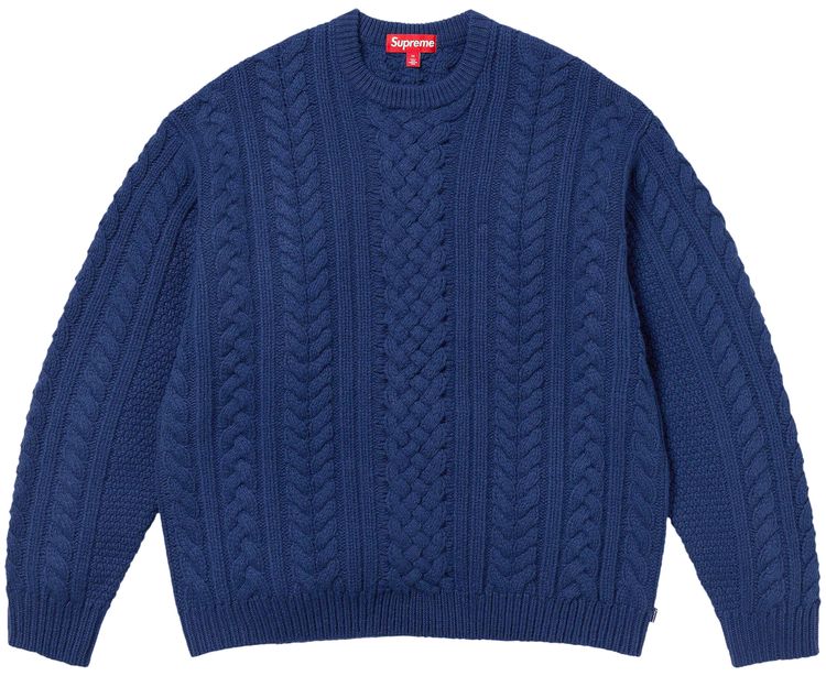 

Свитер Supreme Appliqué Cable Knit Sweater 'Navy', синий