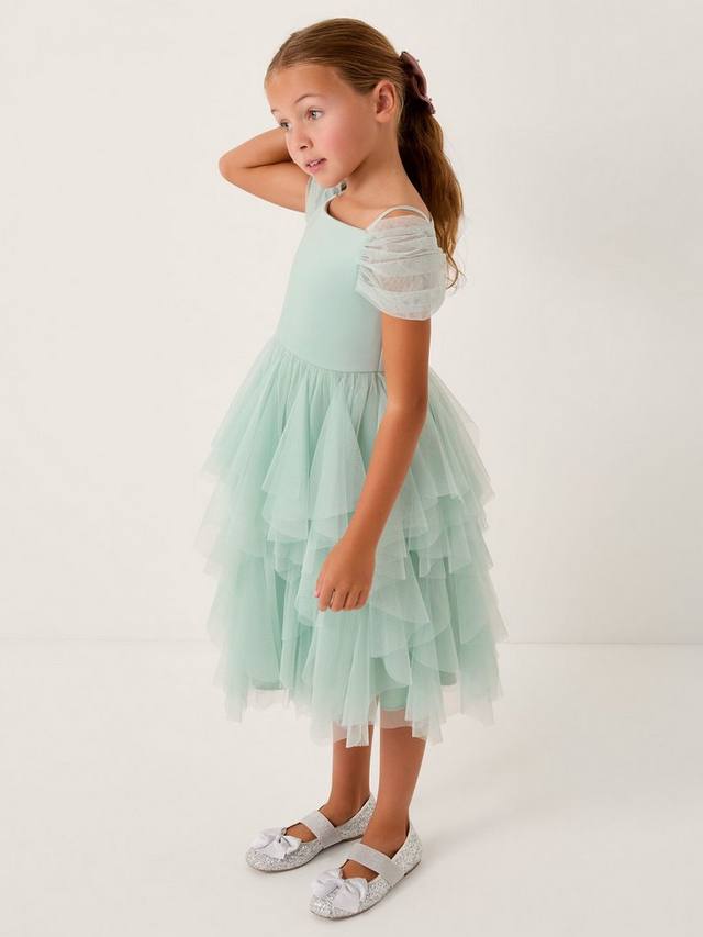 

Детское алое платье с открытыми плечами из тюля Monsoon, Sage