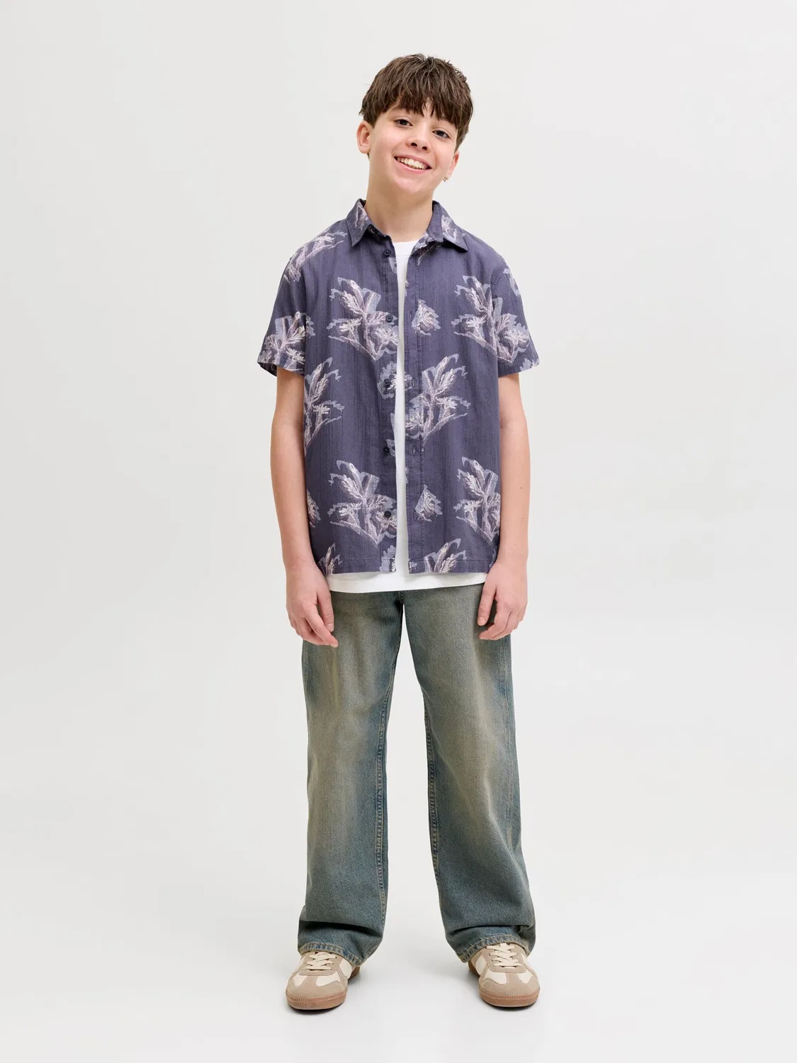 Удобная рубашка на пуговицах Jack & Jones Junior, Grey — фото 4