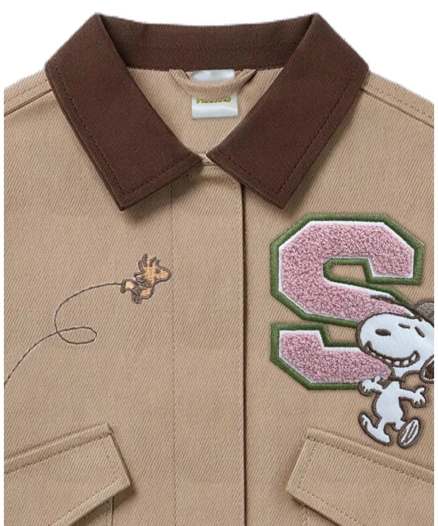Детская куртка-сараян Snoopy из саржи, размеры 2T-6X Peanuts, коричневый — фото 3