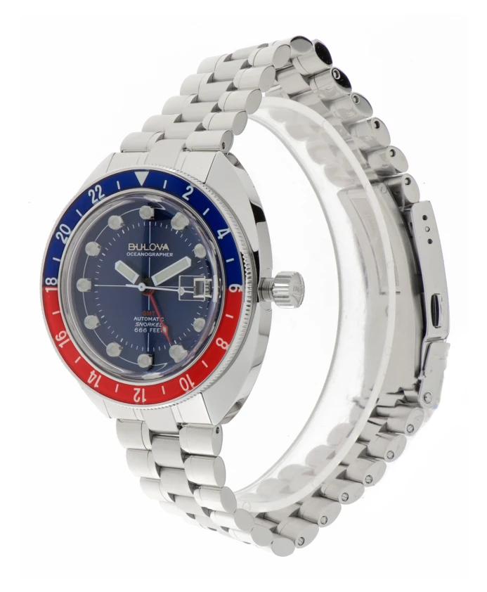 

Автоматические стальные часы Oceanographer GMT Bulova, синий