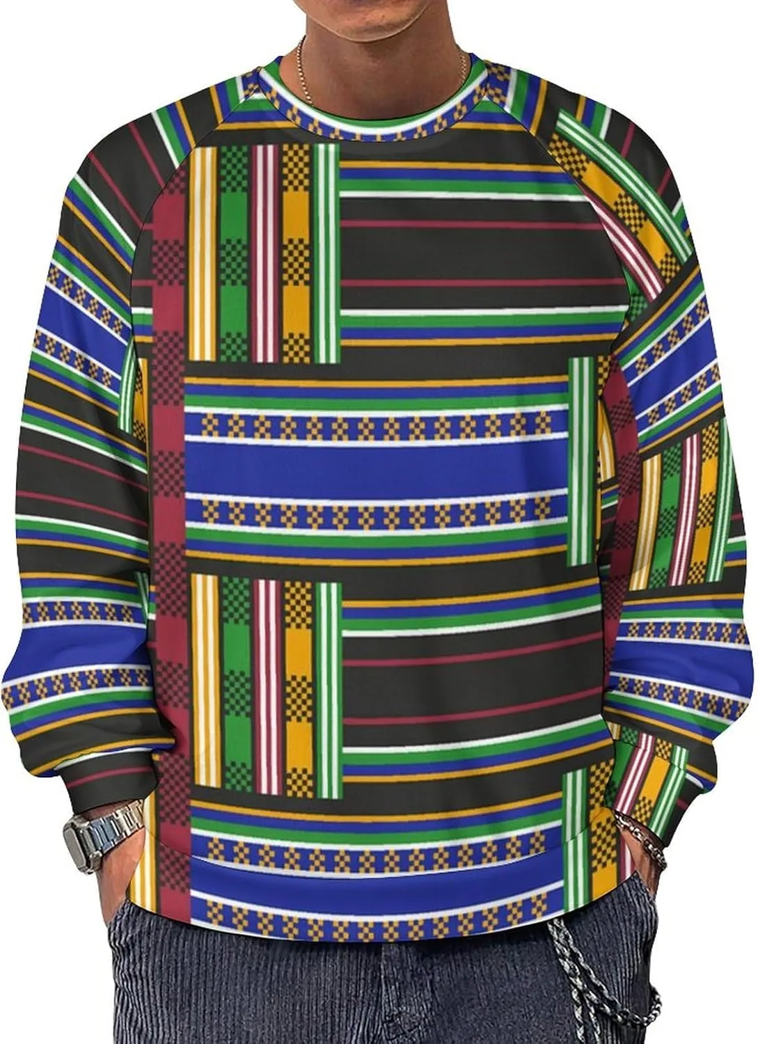 

Свитшот мужской African Kente Tribal Casual Basic с круглым вырезом GYAUOLOP5