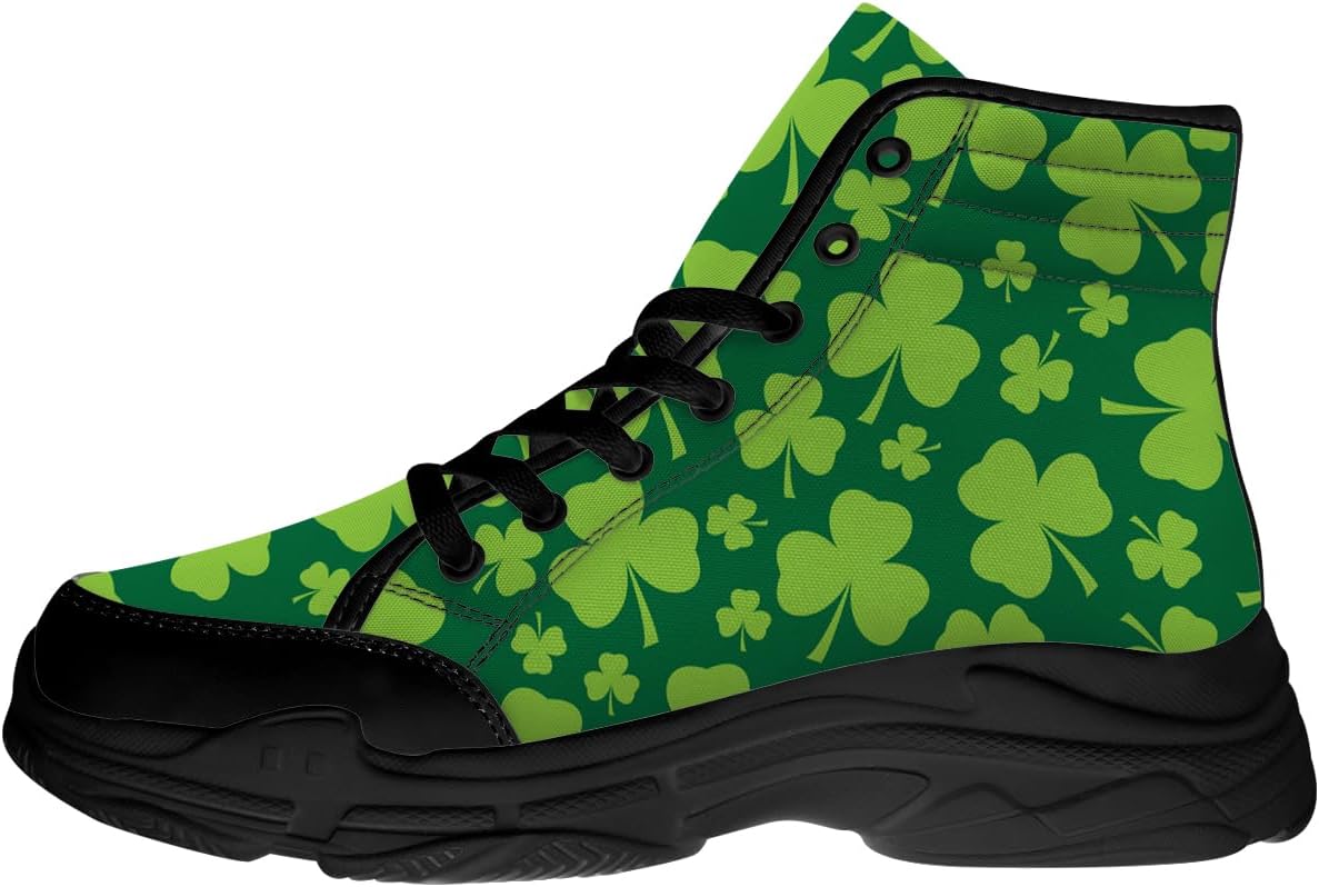 

Мужские и женские высокие кеды на День Святого Патрика, зеленые текстильные платформенные кроссовки на шнуровке, подарки для него и для нее Generic