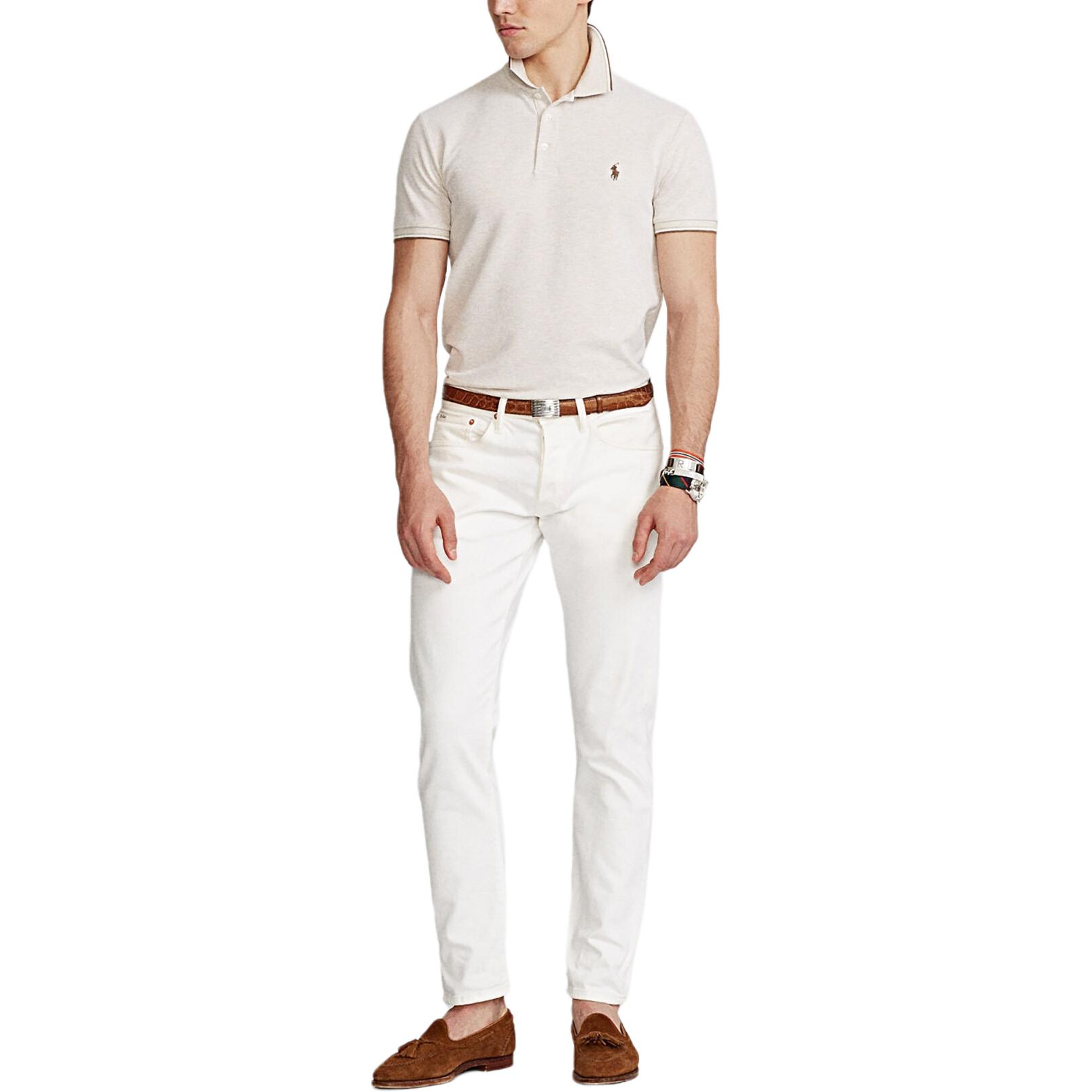 Мужская поло Polo Ralph Lauren, бежевый — фото 3