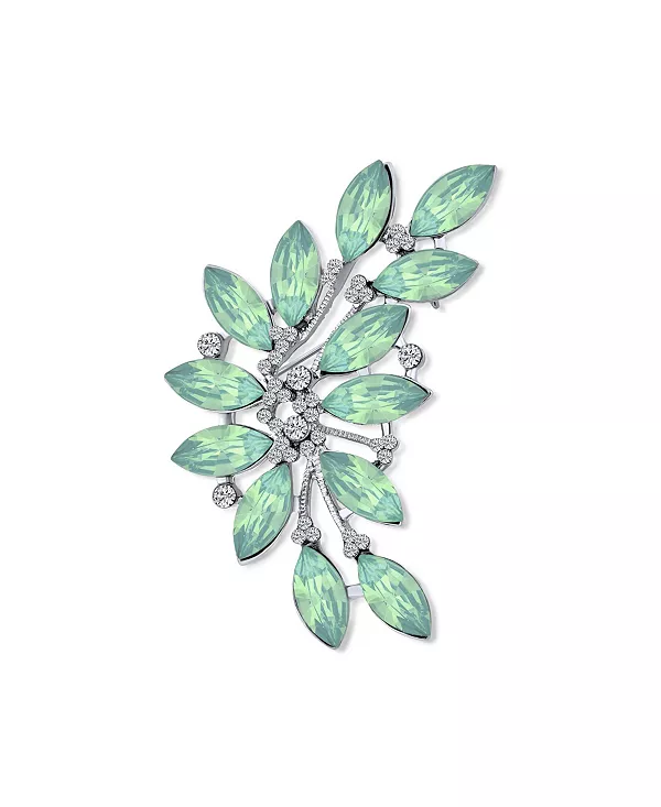 

Модная брошь-булавка в виде листа из кристалла маркиза цвета морской волны, посеребренная латунь Bling Jewelry, green