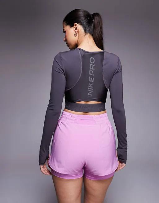 Розовые шорты 2 в 1 с завышенной талией Nike One Training Dri-FIT (3 дюйма) — фото 4