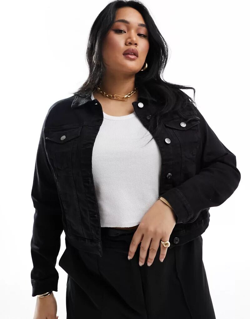 

Черная укороченная джинсовая куртка Vero Moda Curve