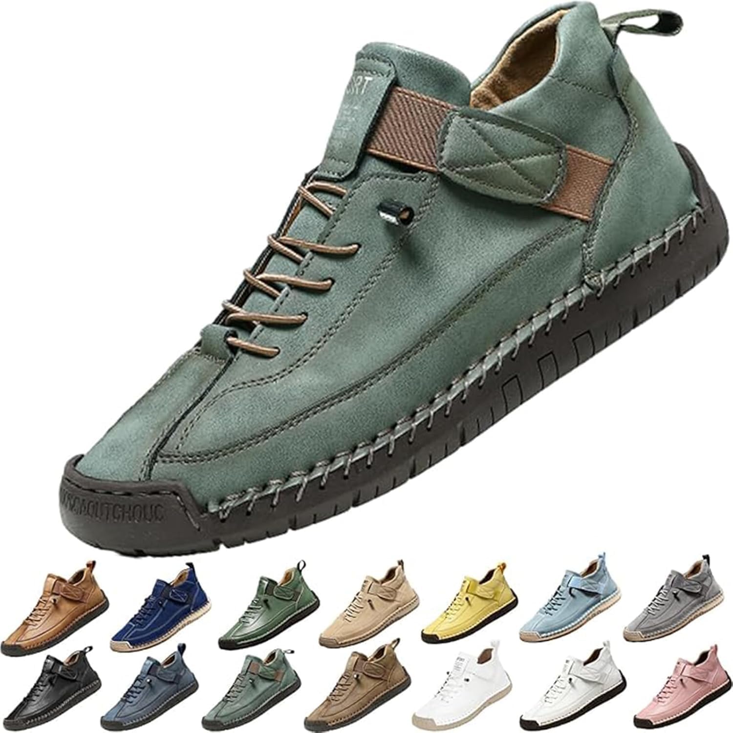 

Комфортные ортопедические кроссовки, повседневные легкие слипоны для спорта, унисекс регулируемые кожаные кроссовки Generic, зеленый