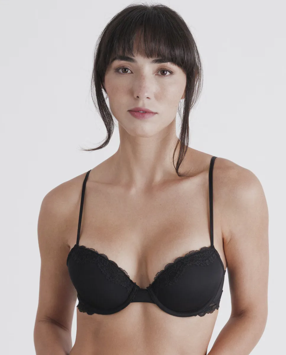 

Классический бюстгальтер на косточках МЯГКОЕ ПРОЗРАЧНОЕ КРУЖЕВО Calvin Klein, чёрный
